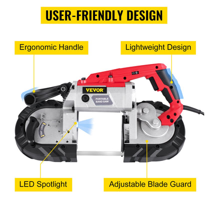 Variable-Speed 127mm Deep Cut Portable Band Saw 220V 10Amp Motor Handheld - Image 4