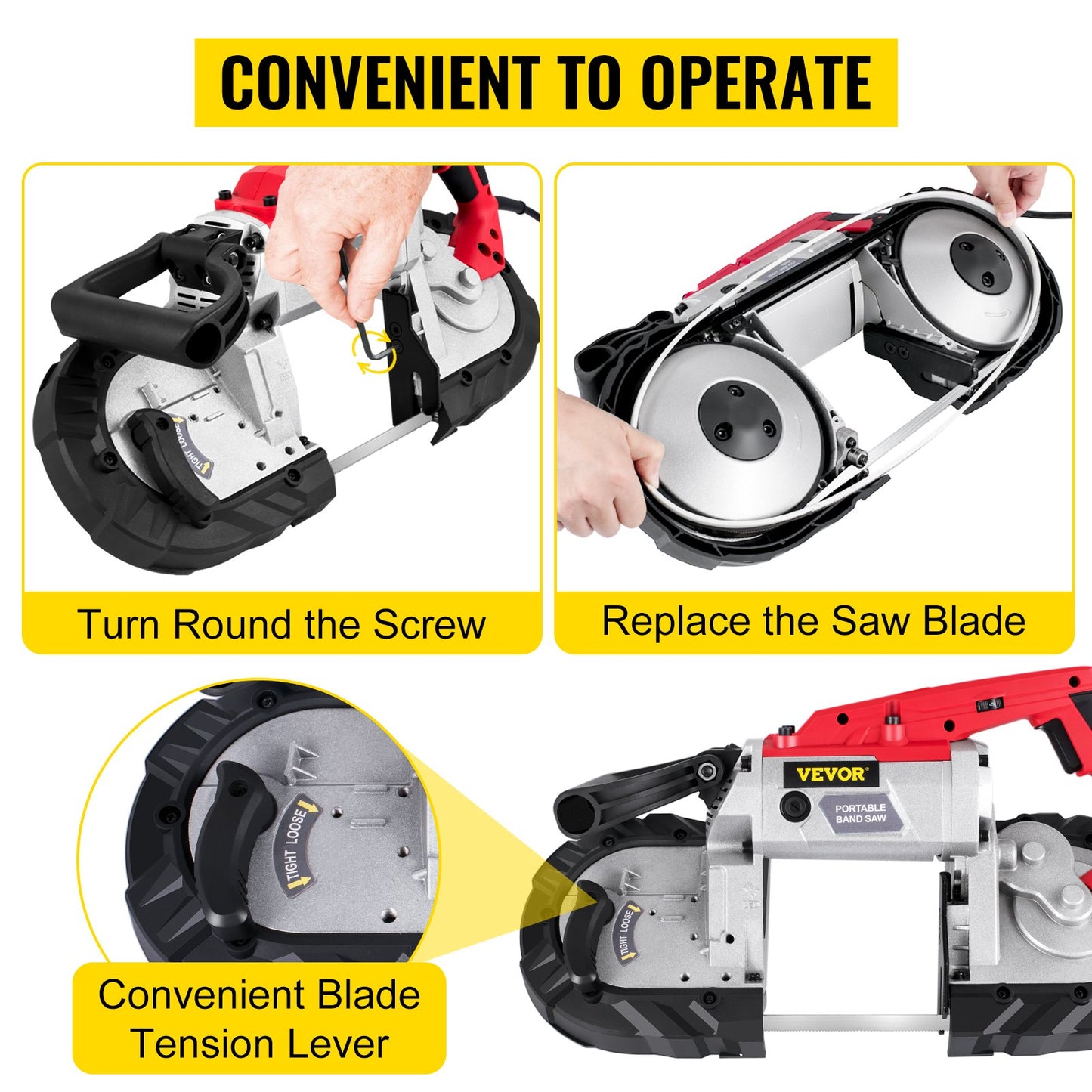 Variable-Speed 127mm Deep Cut Portable Band Saw 220V 10Amp Motor Handheld - Image 6