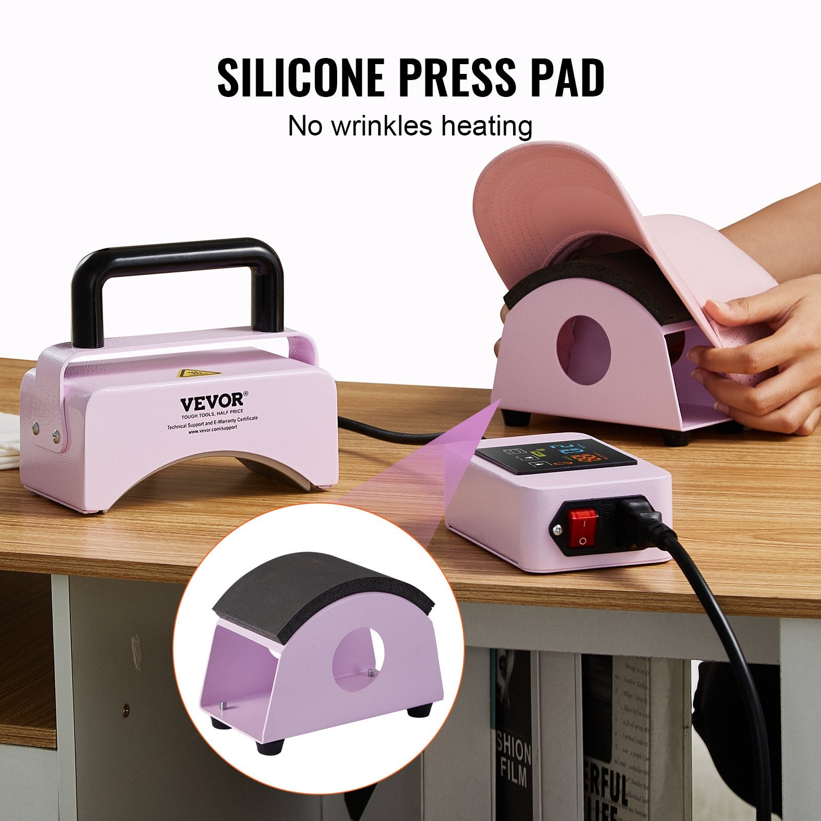 Hat Press Machine Mini Hat Heat Press for Caps 5.9x3.15 inch Plate Purple - Image 4