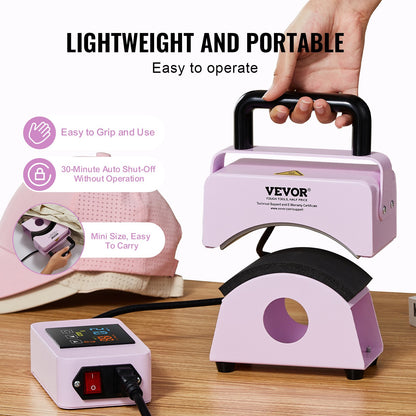 Hat Press Machine Mini Hat Heat Press for Caps 5.9x3.15 inch Plate Purple - Image 5