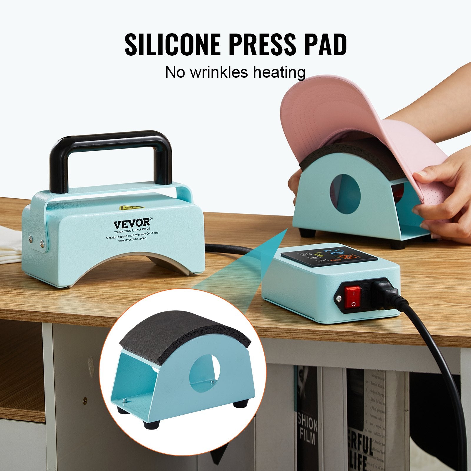 Hat Press Machine Mini Hat Heat Press for Caps 5.9x3.15 inch Plate Green - Image 4