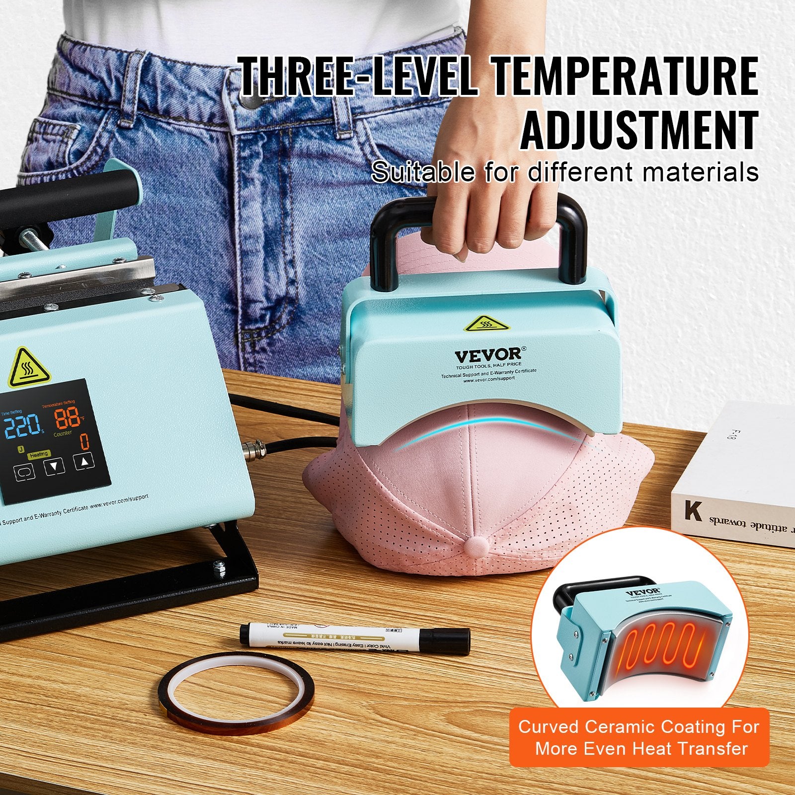 2 in 1 Tumbler and Hat Heat Press Machine Heat Machine for Caps Hats Mugs - Image 3