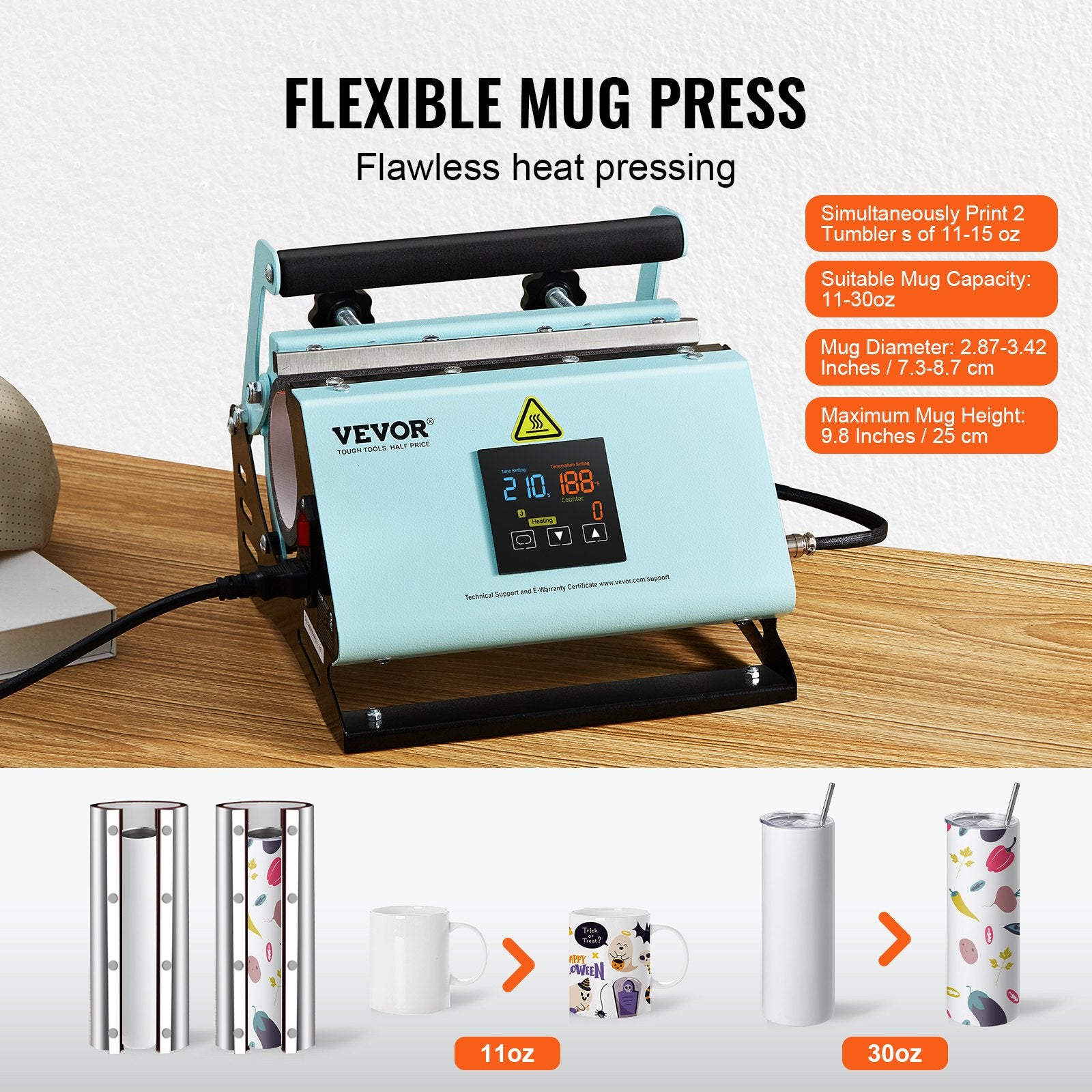 2 in 1 Tumbler and Hat Heat Press Machine Heat Machine for Caps Hats Mugs - Image 4