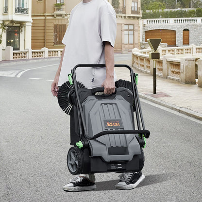 Walk-behind Hand Push Floor Sweeper 25.6" Width 5 Gallon Waste Container - Image 8