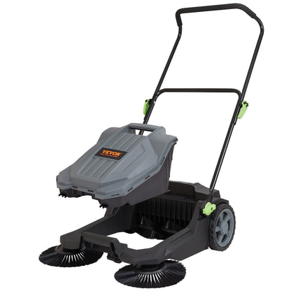 Walk-behind Hand Push Floor Sweeper 25.6" Width 5 Gallon Waste Container - Image 9