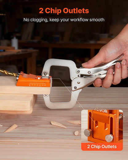 Pocket Hole Jig Kit, 12 mm to 48 mm Adjustable, Jig Pocket Hole System with Step Drill, Hex Wrench, Drill Stop Ring, Square Drive Bit, Plugs and Screws, Reinforced Metal Frame, for Woodworking - Image 6
