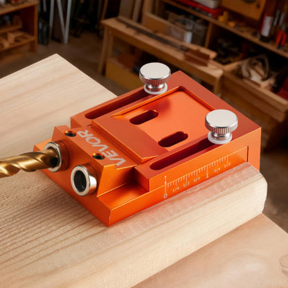 Pocket Hole Jig Kit, 12 mm to 48 mm Adjustable, Jig Pocket Hole System with Step Drill, Hex Wrench, Drill Stop Ring, Square Drive Bit, Plugs and Screws, Reinforced Metal Frame, for Woodworking - Image 8