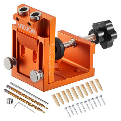 Pocket Hole Jig Kit, 12 mm to 48 mm Adjustable, Jig Pocket Hole System with Step Drill, Hex Wrench, Drill Stop Ring, Square Drive Bit, Plugs and Screws, Reinforced Metal Frame, for Woodworking - Image 9