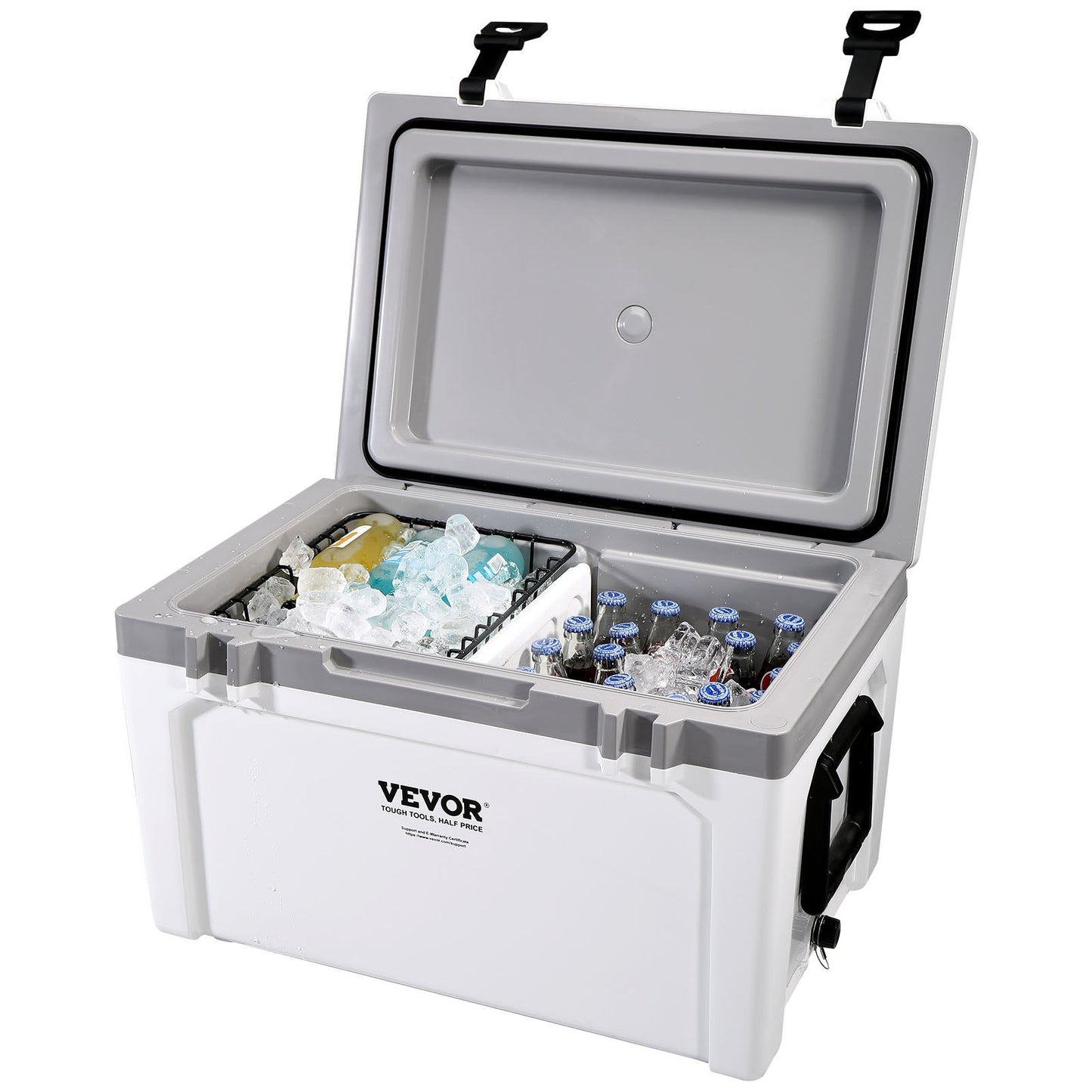 Insulated Portable Cooler, 49 L, Holds 50 Cans, Ice Retention Hard Cooler with Heavy Duty Handle, Ice Chest Lunch Box for Camping, Beach, Picnic, Travel, Outdoor, Keeps Ice for up to 6 Days