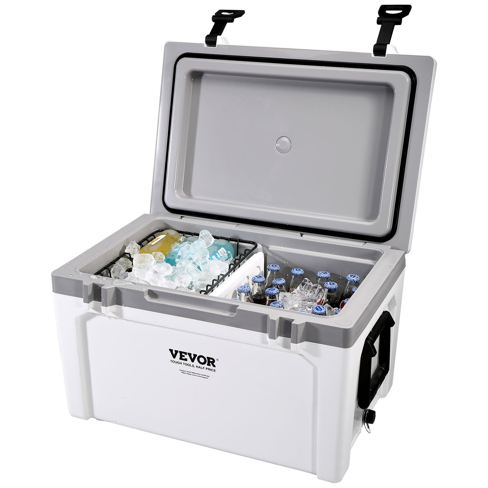 Insulated Portable Cooler, 49 L, Holds 50 Cans, Ice Retention Hard Cooler with Heavy Duty Handle, Ice Chest Lunch Box for Camping, Beach, Picnic, Travel, Outdoor, Keeps Ice for up to 6 Days