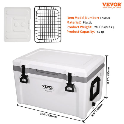 Insulated Portable Cooler, 49 L, Holds 50 Cans, Ice Retention Hard Cooler with Heavy Duty Handle, Ice Chest Lunch Box for Camping, Beach, Picnic, Travel, Outdoor, Keeps Ice for up to 6 Days - Image 7