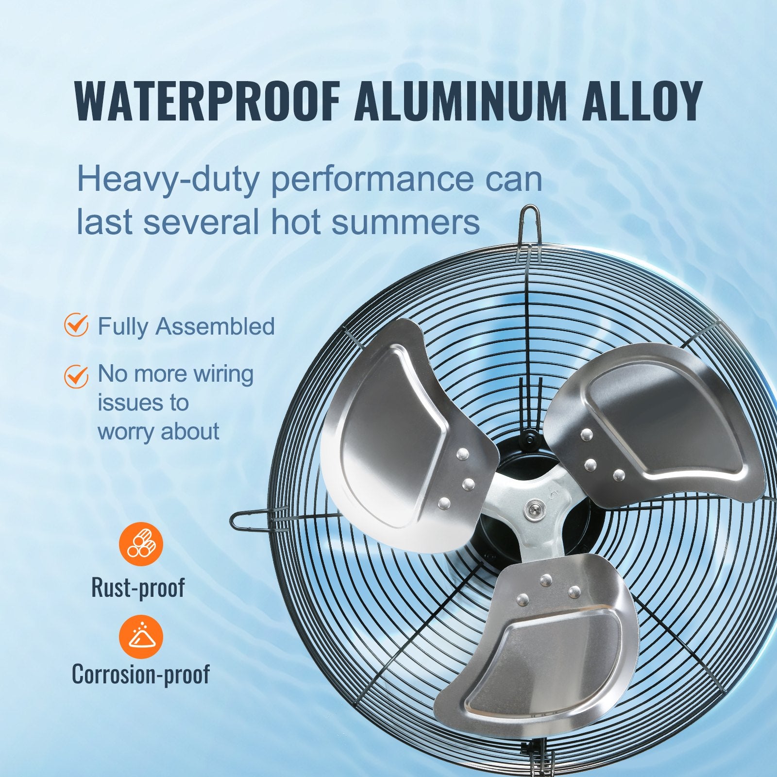 Shutter Exhaust Fan, 406 mm High-speed 1400RPM 1506 CFM, Aluminum Wall Mount Attic Fan with AC-motor, Ventilation and Cooling for Greenhouses, Garages, Sheds, Shops - Image 4