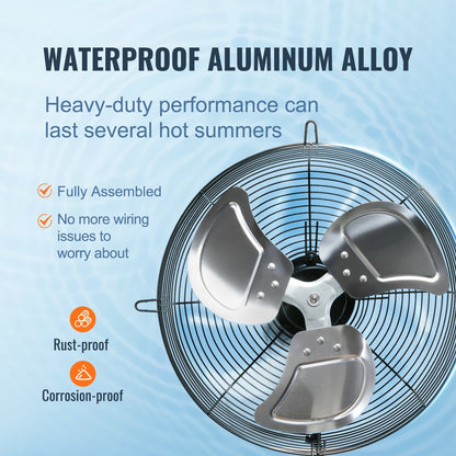 Shutter Exhaust Fan, 406 mm High-speed 1400RPM 1506 CFM, Aluminum Wall Mount Attic Fan with AC-motor, Ventilation and Cooling for Greenhouses, Garages, Sheds, Shops - Image 4