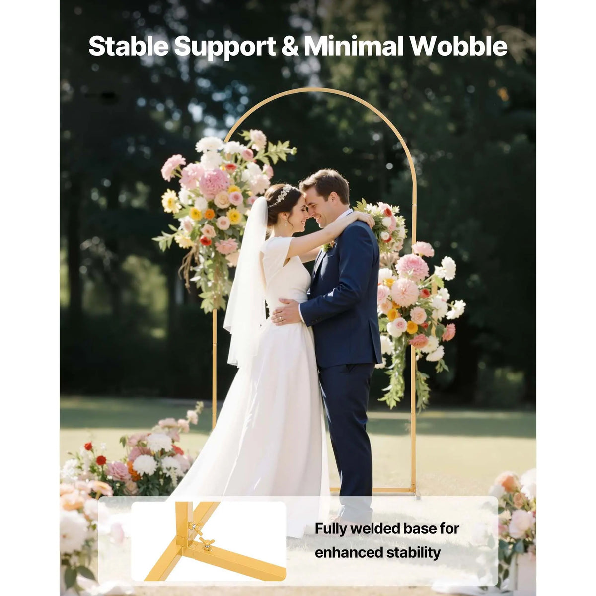 Arch Backdrop Stand, 2 x 1 m, Stable Structure, Easy Assembly, 1 Set Gold Metal Arch Backdrop Stand for Wedding, Birthday Party, Graduation, Holiday Celebration, and Ceremony Decoration - Image 4
