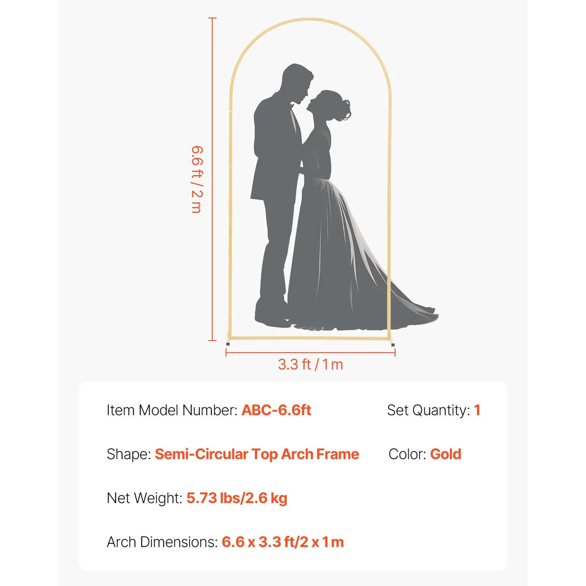 Arch Backdrop Stand, 2 x 1 m, Stable Structure, Easy Assembly, 1 Set Gold Metal Arch Backdrop Stand for Wedding, Birthday Party, Graduation, Holiday Celebration, and Ceremony Decoration - Image 7