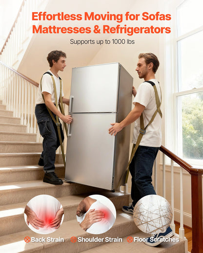 Moving Straps, Supports up to 453.6 kg, 2-Person Lifting and Moving System with 2 Harness Straps & 2 Load-bearing Straps, Adjustable Lifting Shoulder Straps Move Furniture Appliances Mattresses - Image 2