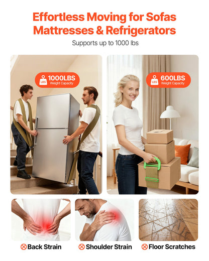 Moving Straps, 2-Person Lifting and Moving System with 2 Harness Straps, 1 Load-bearing Strap & 1 Handheld Strap, Adjustable Lifting Shoulder Straps Move Furniture Appliances Mattresses - Image 2