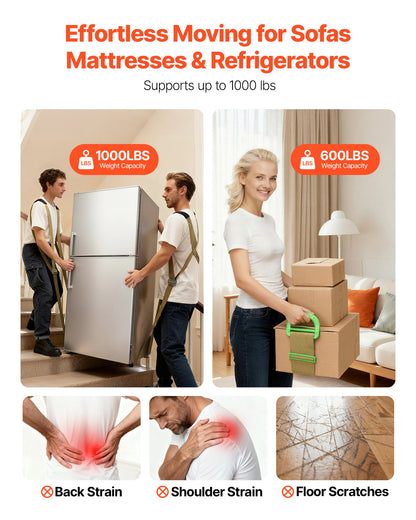 Moving Straps, 2-Person Lifting and Moving System with 2 Harness Straps, 2 Load-bearing Straps & 1 Handheld Strap, Adjustable Lifting Shoulder Straps Move Furniture Appliances Mattresses - Image 2
