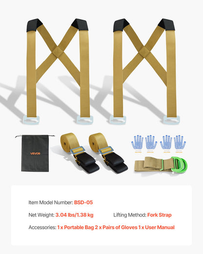 Moving Straps, 2-Person Lifting and Moving System with 2 Harness Straps, 2 Load-bearing Straps & 1 Handheld Strap, Adjustable Lifting Shoulder Straps Move Furniture Appliances Mattresses - Image 7