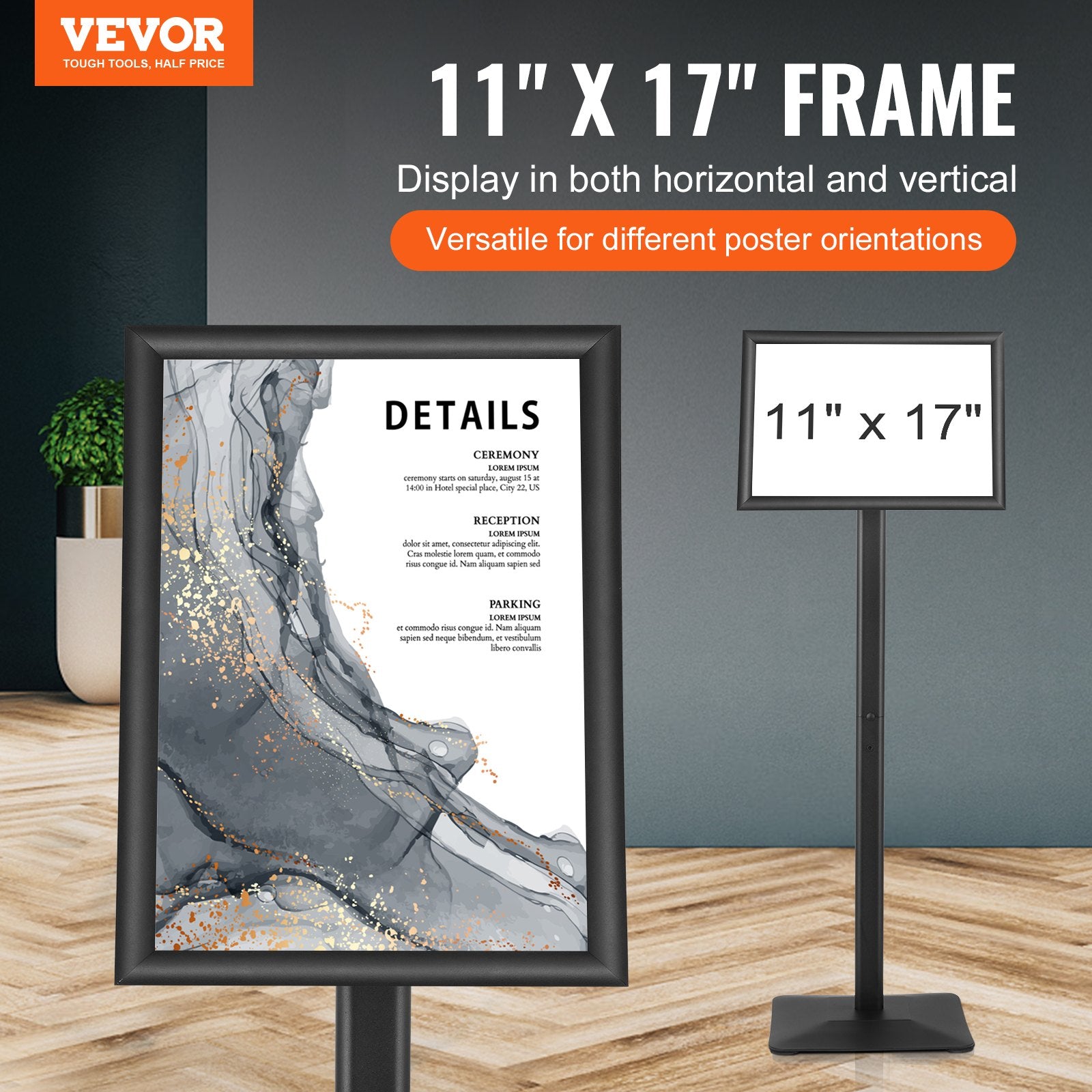 Pedestal Sign Holder Adjustable Poster Stand 11 x 17 Inch Metal Base - Image 2