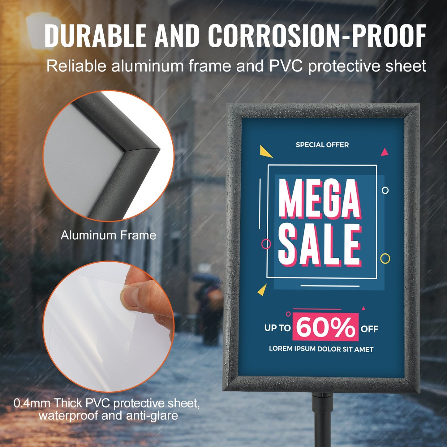 Pedestal Sign Holder Adjustable Poster Stand 11 x 17 Inch Metal Base - Image 5