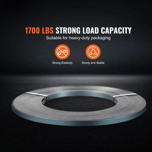 Packaging Steel Strapping Roll, 500 m Length x 19 mm Width x 0.55 mm Thickness, 770 kg Break Strength, Heavy Duty Banding Pallet Strap Coil, Portable Strong Banding Packing Metal Straps, Black - Image 2