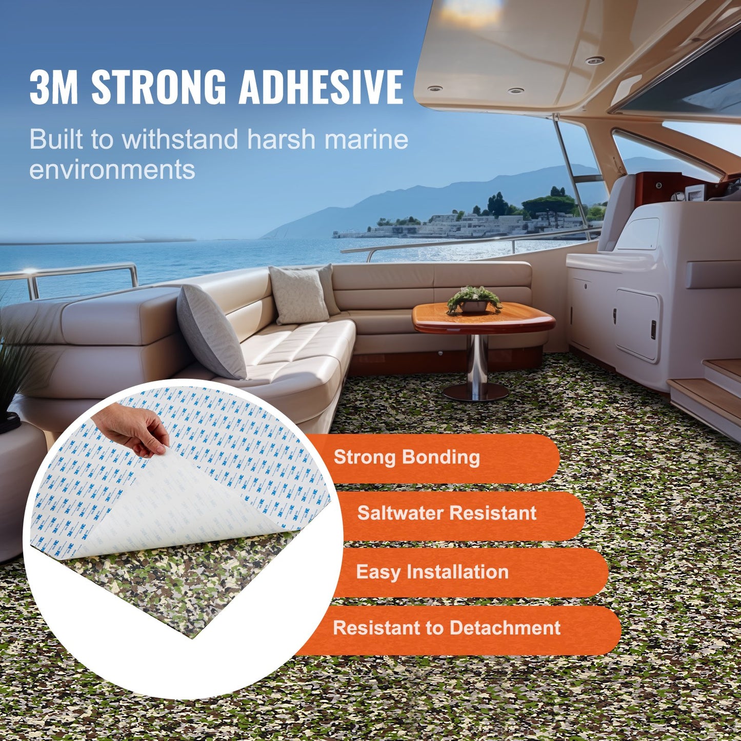 Boat Flooring, EVA Foam Boat Decking 94.5" x 35.4", Non-Slip Self-Adhesive Flooring, 23.2 sq.ft Marine Carpet for Boats, Yacht, Pontoon, Kayak Decking - Image 3