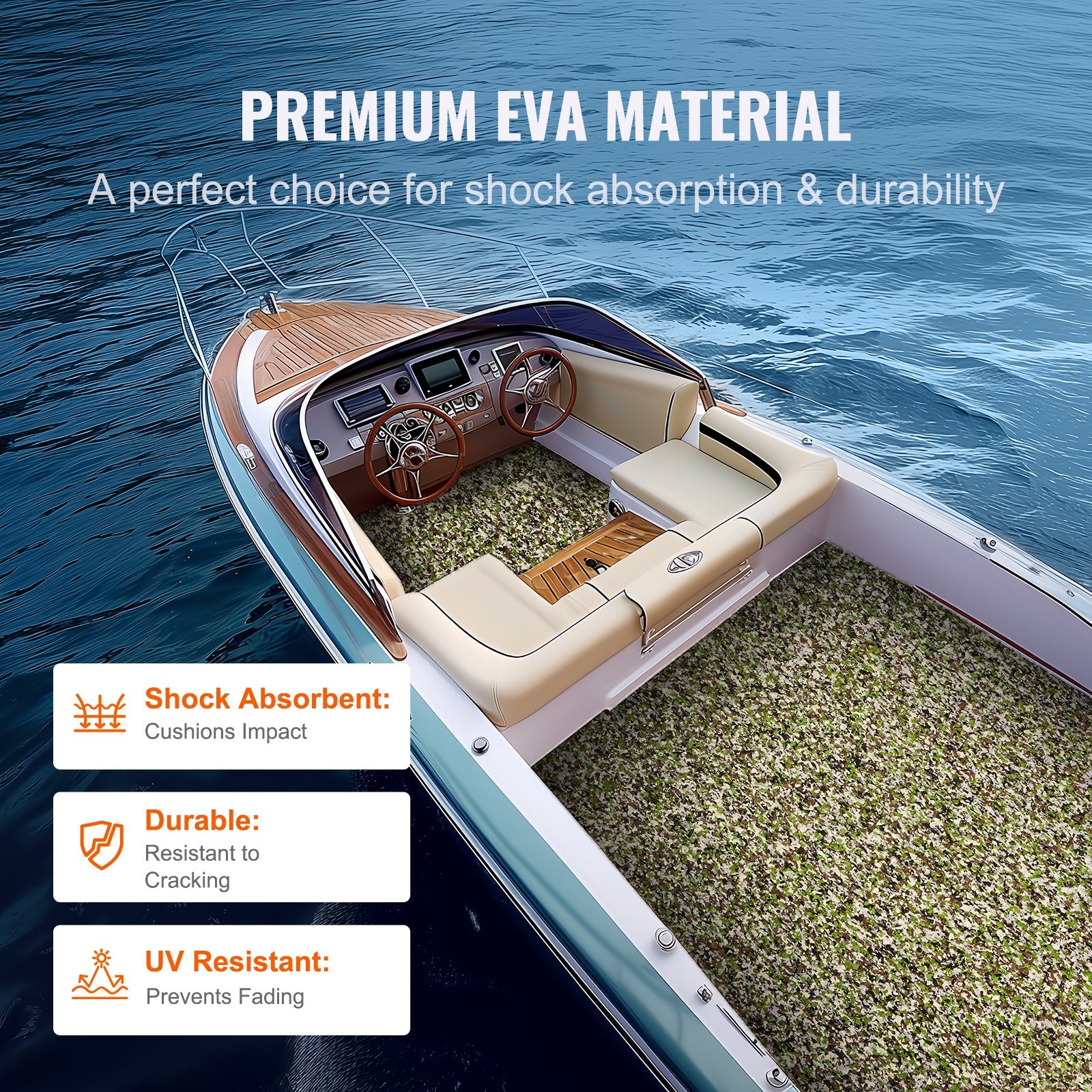 Boat Flooring, EVA Foam Boat Decking 94.5" x 35.4", Non-Slip Self-Adhesive Flooring, 23.2 sq.ft Marine Carpet for Boats, Yacht, Pontoon, Kayak Decking - Image 4