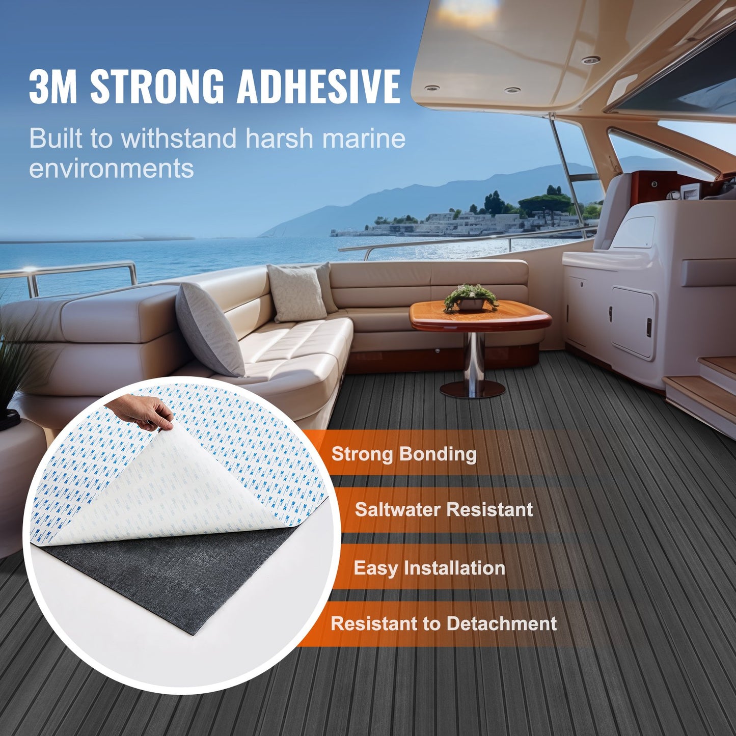 Boat Flooring, EVA Foam Boat Decking 94.5" x 23.6", Non-Slip Self-Adhesive Flooring, 15.5 sq.ft Marine Carpet for Boats, Yacht, Pontoon, Kayak Decking - Image 3