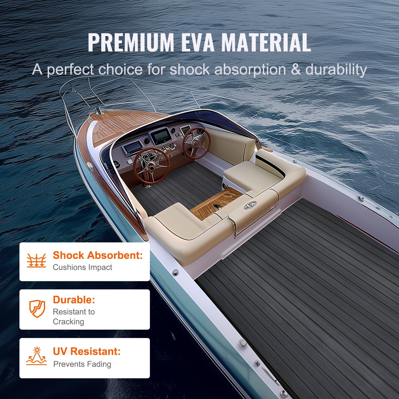 Boat Flooring, EVA Foam Boat Decking 94.5" x 23.6", Non-Slip Self-Adhesive Flooring, 15.5 sq.ft Marine Carpet for Boats, Yacht, Pontoon, Kayak Decking - Image 4