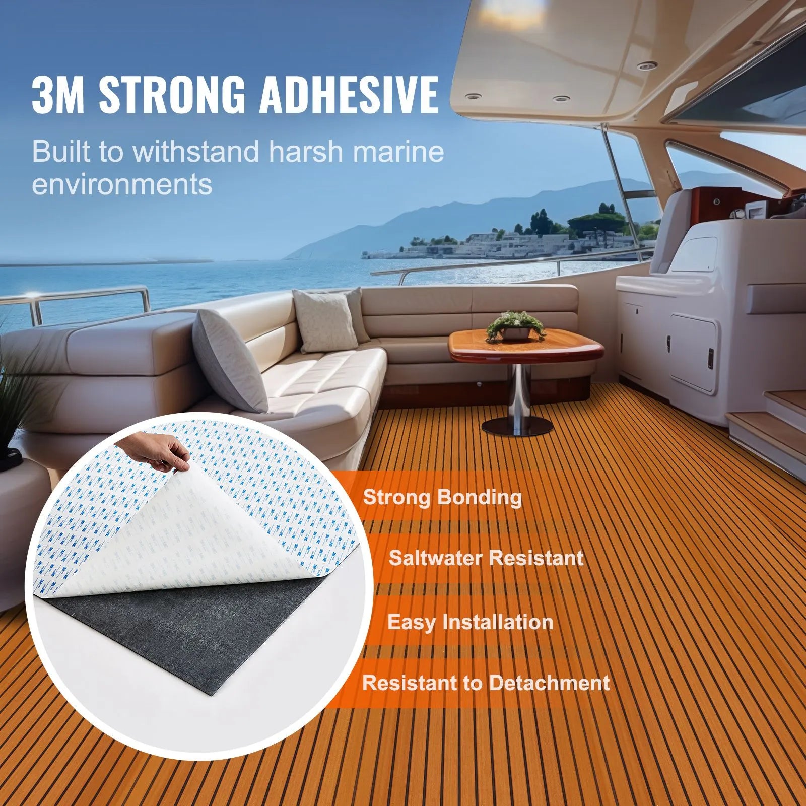 Boat Flooring, EVA Foam Boat Decking 94.5" x 46", Non-Slip Self-Adhesive Flooring, 29.9 sq.ft Marine Carpet for Boats, Yacht, Pontoon, Kayak Decking - Image 3