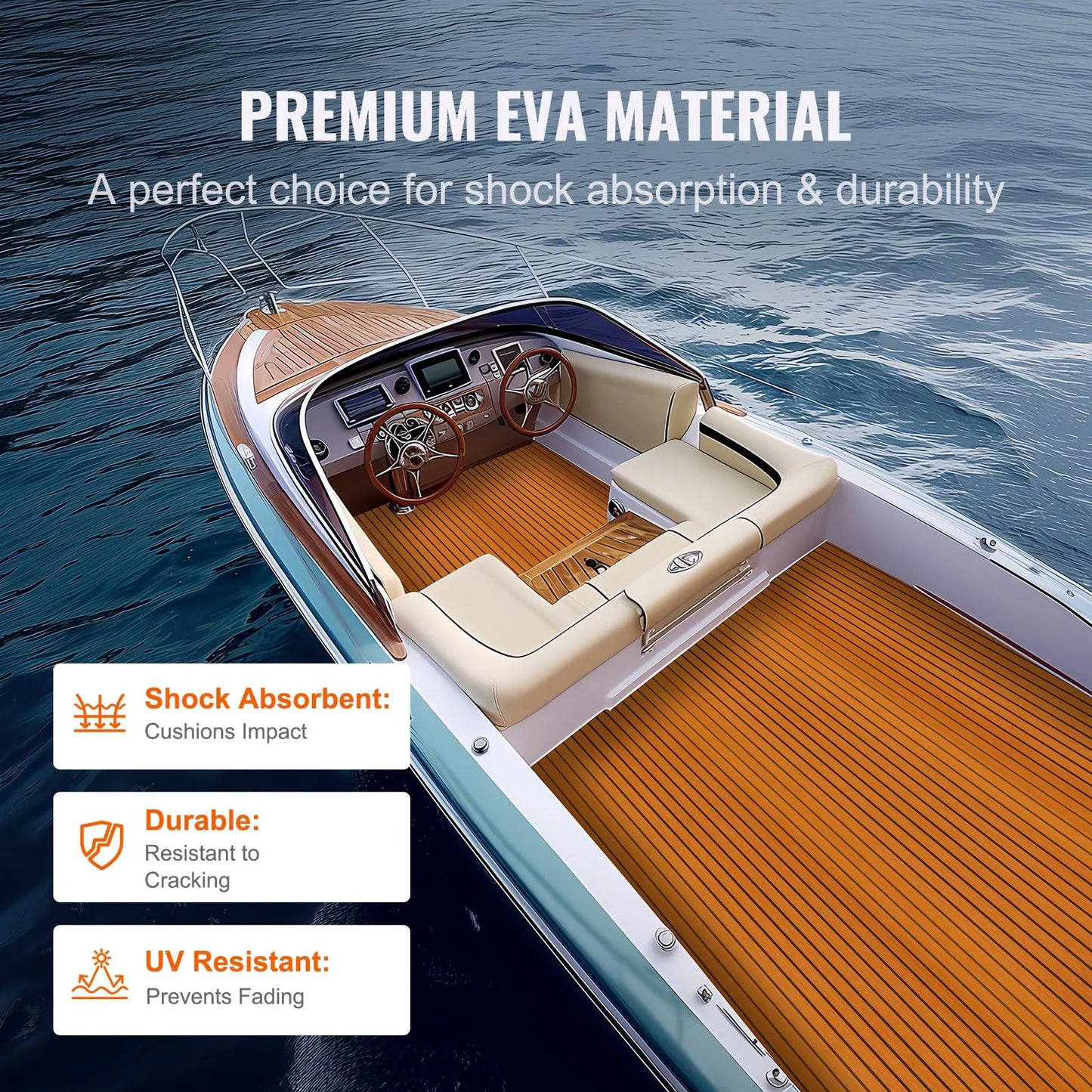 Boat Flooring, EVA Foam Boat Decking 94.5" x 46", Non-Slip Self-Adhesive Flooring, 29.9 sq.ft Marine Carpet for Boats, Yacht, Pontoon, Kayak Decking - Image 4