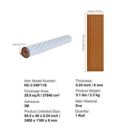 Boat Flooring, EVA Foam Boat Decking 94.5" x 46", Non-Slip Self-Adhesive Flooring, 29.9 sq.ft Marine Carpet for Boats, Yacht, Pontoon, Kayak Decking - Image 7