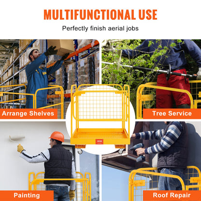 Forklift Safety Cage, 544 kg Load Capacity, 92 x 92 cm Folding Forklift Work Platform with Lockable Swivel Wheels, Drain Hole, and Device Chain, Holds 1 to 2 Adults, Perfect for Aerial Work - Image 6