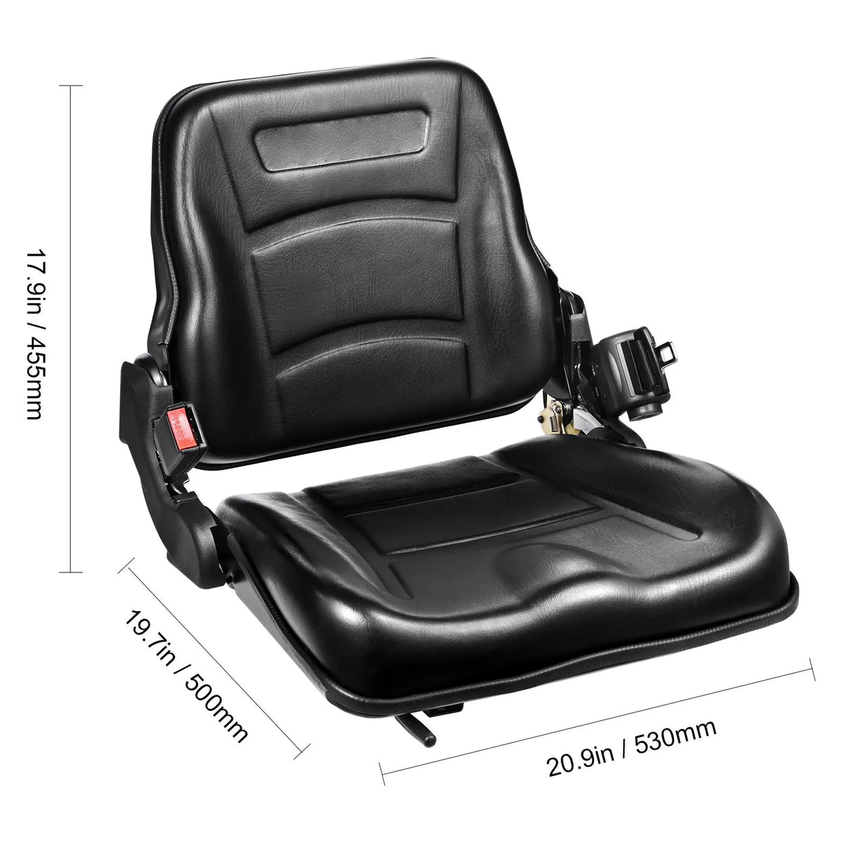 Universal Forklift Seat, Fold Down Tractor Seat with Adjustable Angle Back, Micro Switch and Retractable Seatbelt, 16-34 cm Slot Forklift Seat for Tractor Loader Excavator - Image 8