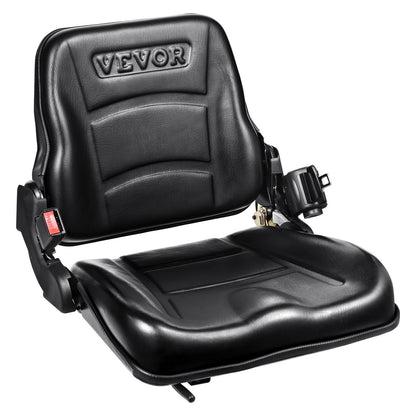 Universal Forklift Seat, Fold Down Tractor Seat with Adjustable Angle Back, Micro Switch and Retractable Seatbelt, 16-34 cm Slot Forklift Seat for Tractor Loader Excavator