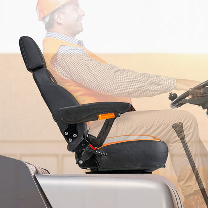 Forklift Seat Mower Tractor Seat Adjustable Back Seatbelt & Headrest - Image 8