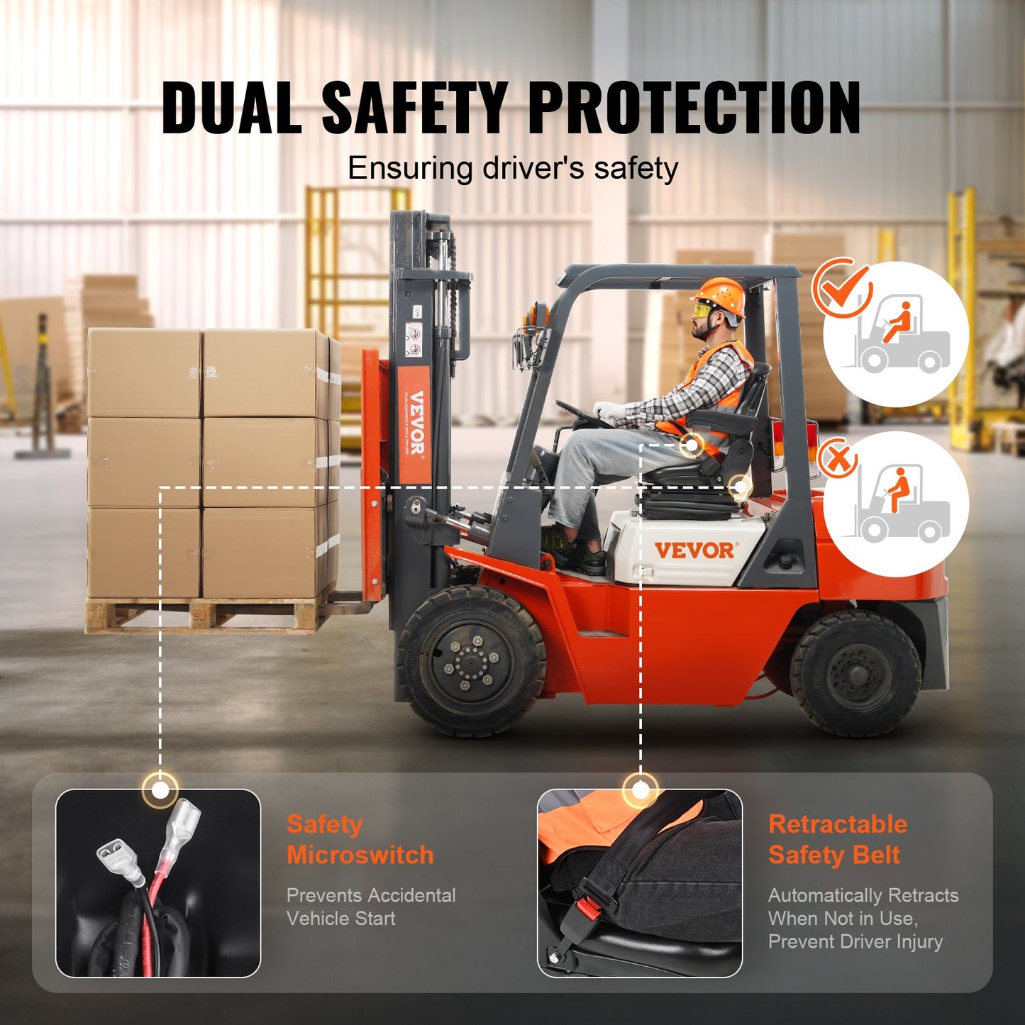Universal Forklift Seat Adjustable Tractor Seat with Seatbelt Armrests - Image 5