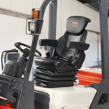 Universal Forklift Seat Adjustable Tractor Seat with Seatbelt Armrests - Image 8