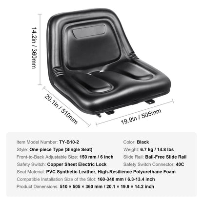 Universal Tracor Seat, Lawn Mower Seat with Micro Switch and Drainage Holes, 16-34 cm Extended Slot Tractor Seat for Tractor Loader Excavator - Image 7