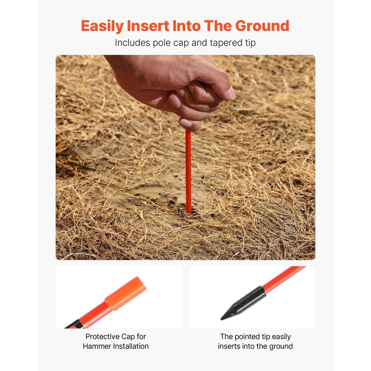 Driveway Markers, 500Pcs 122cm Long 6.35mm Dia, Hi-Visibility Driveway Reflectors with 12 in Steel Drill Bits, Reflective Snow Sticks Fiberglass Pole for Parking Lots, Walkways, Snow Plowing - Image 4