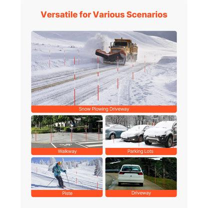 Driveway Markers, 500Pcs 122cm Long 6.35mm Dia, Hi-Visibility Driveway Reflectors with 12 in Steel Drill Bits, Reflective Snow Sticks Fiberglass Pole for Parking Lots, Walkways, Snow Plowing - Image 6