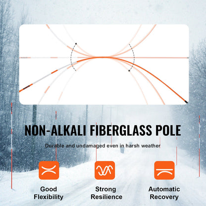 Driveway Markers, 100PCS 121.5cm, 0.78cm Diameter, Orange Fiberglass Poles Snow Stakes with Reflective Tape, 30cm Steel Drill Bit & Protection Gloves for Parking Lots, Walkways Easy Visibility - Image 4