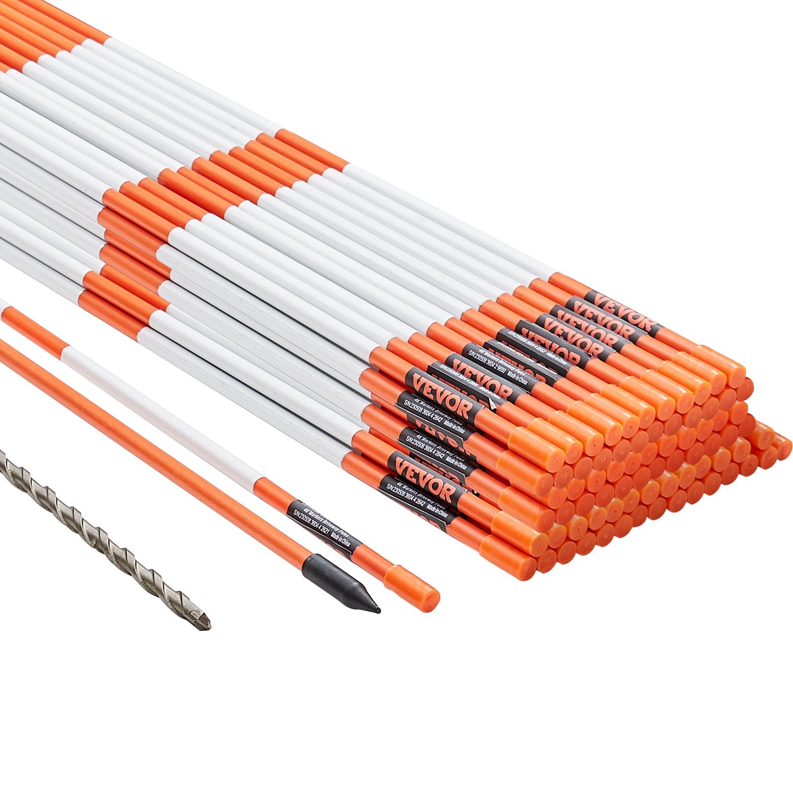 Driveway Markers, 100PCS 121.5cm, 0.78cm Diameter, Orange Fiberglass Poles Snow Stakes with Reflective Tape, 30cm Steel Drill Bit & Protection Gloves for Parking Lots, Walkways Easy Visibility - Image 9