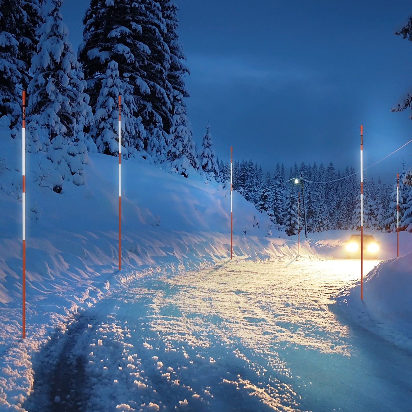 Driveway Markers, 50 PCS 121.5 cm, 0.78 cm Diameter Orange Fiberglass Poles Snow Stakes with Reflective Tape, 30 cm Steel Drill Bit & Protection Gloves for Parking Lots, Walkways Easy Visibility - Image 8