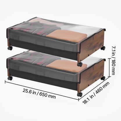 Under Bed Storage with Wheels, 650 x 460 x 180 mm Underbed Containers, Underbed Shoes Organizer with Lockable Wheels, Rolling Under the Bed Storage Bins for Clothes, Shoes, Blankets, 2 Pack - Image 8