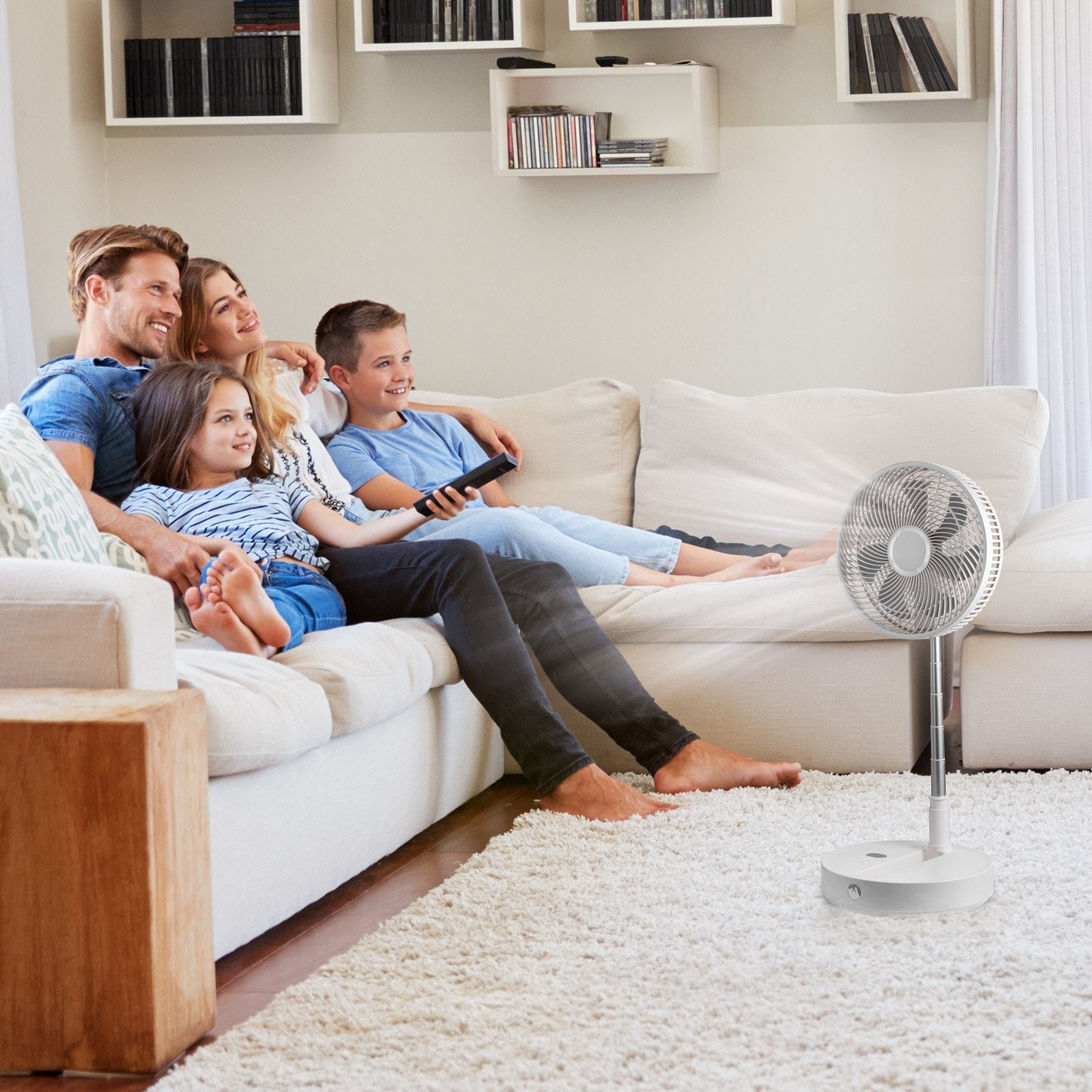 12 Inch Foldable Oscillating Standing Fan with Remote Control, 4 Speed Adjustable Portable Desk Quiet Fan, 7200mah Rechargeable USB Small Fan, Folded Rotating Floor Fan for Bedroom Office Travel - Image 8