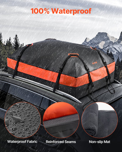 Car Rooftop Cargo Carrier Bag, 15 Cubic Feet Car Roof Cargo Carrier, 100% Waterproof Heavy Duty 840D PVC Roof Luggage Bag for All Vehicle with/without Rack- with Lock, Non-Slip Mat, 4 Door Hooks - Image 2