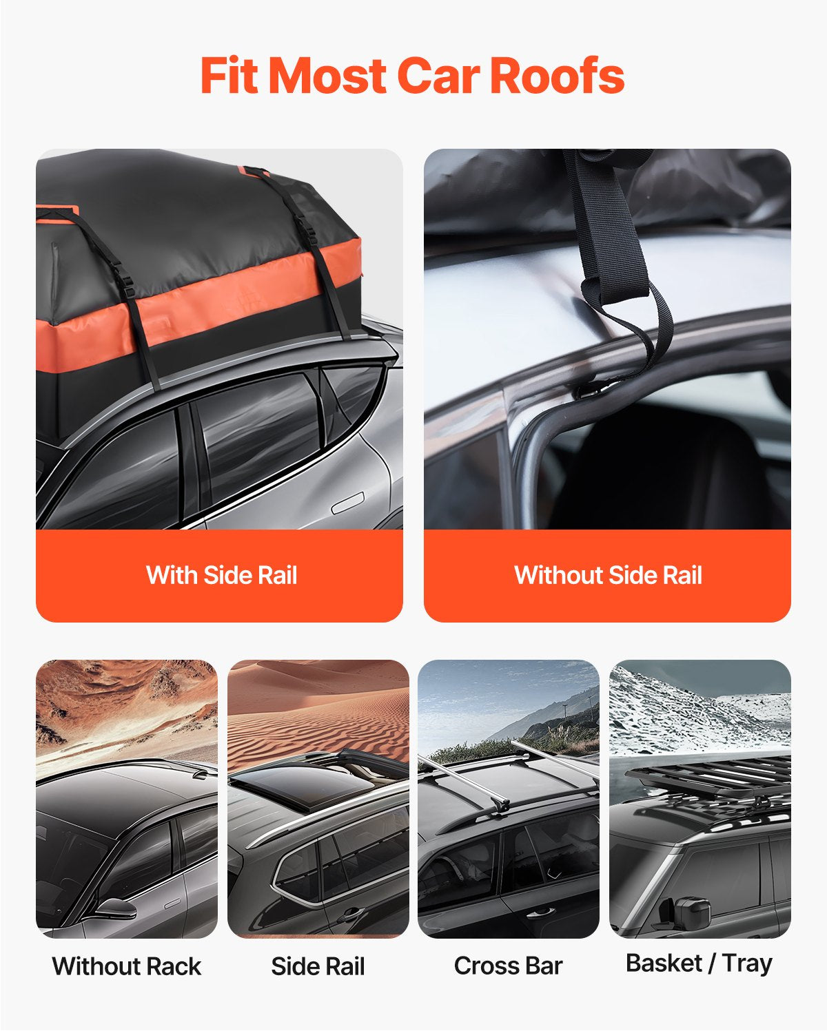 Car Rooftop Cargo Carrier Bag, 15 Cubic Feet Car Roof Cargo Carrier, 100% Waterproof Heavy Duty 840D PVC Roof Luggage Bag for All Vehicle with/without Rack- with Lock, Non-Slip Mat, 4 Door Hooks - Image 5