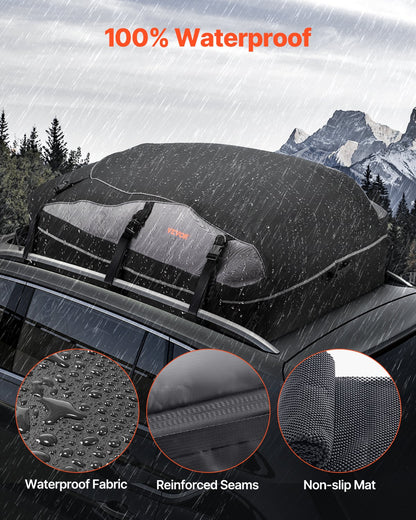 Car Rooftop Cargo Carrier Bag, 21 Cubic Feet Cargo Carrier for Car Roof, 100% Waterproof 900D Oxford Cloth Roof Luggage Bag for All Vehicle with/without Rack- with Lock, Non-Slip Mat, Door Hooks - Image 2